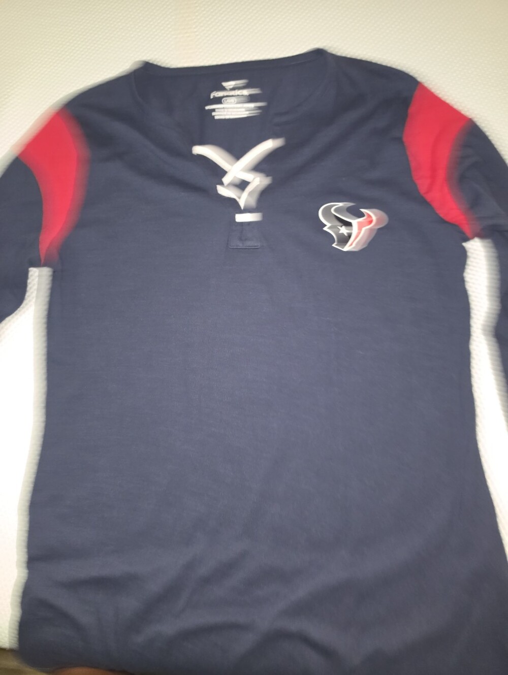 Fanatics Navy & Red Houston Texans Lace-Up Short Sleeve Top